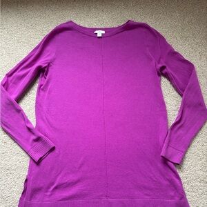 J. Jill berry crush fuchsia knit pin-tuck tunic with ribbed cuffs side slits SP